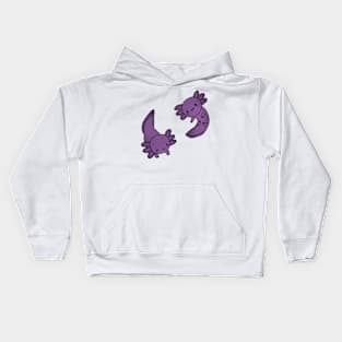 Black cute axolotls Kids Hoodie